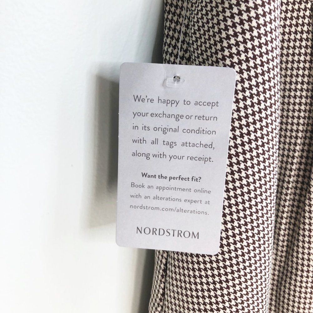 NWT Anthropologie Houndstooth Pleated Puff Sleeve Cottagecore Preppy Midi Dress - Picture 7 of 10